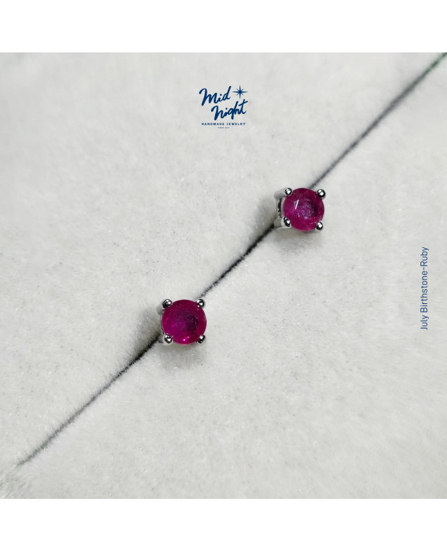 July Birthstone-Ruby Simple Earrings